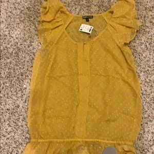 Yellow sheer flutter sleeve top